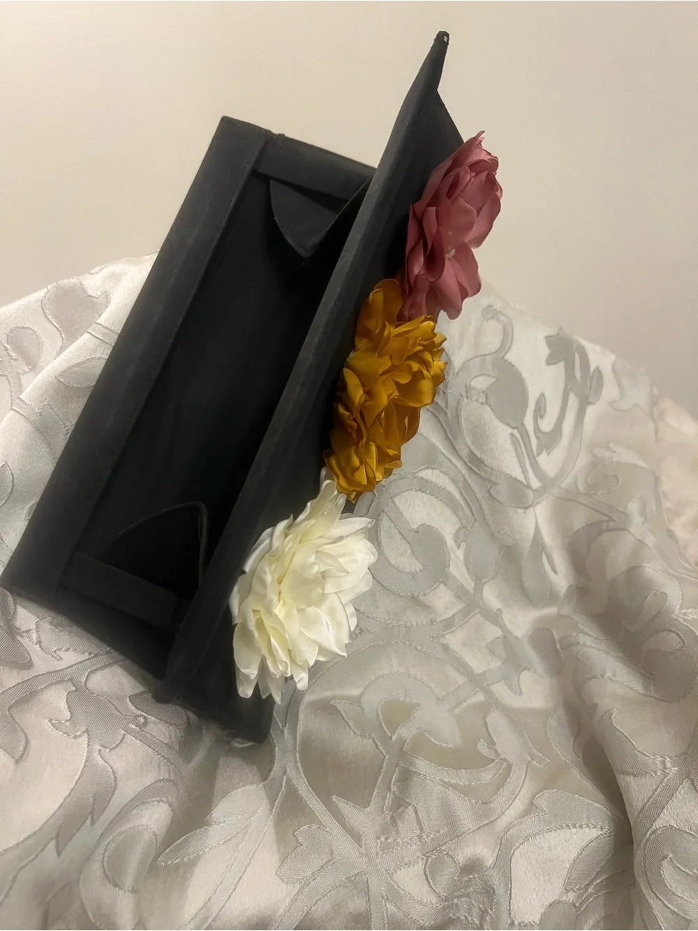 Black Floral Accent Clutch